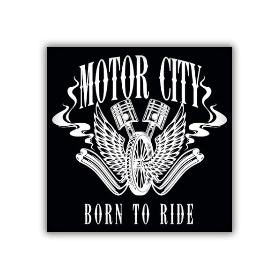 MOTOR CITY BORN TO RIDE BIKER STICKER www.lostinsounddetroit.com