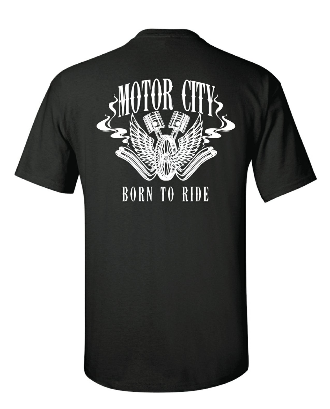 MOTOR CITY BORN TO RIDE BIKER T-SHIRT