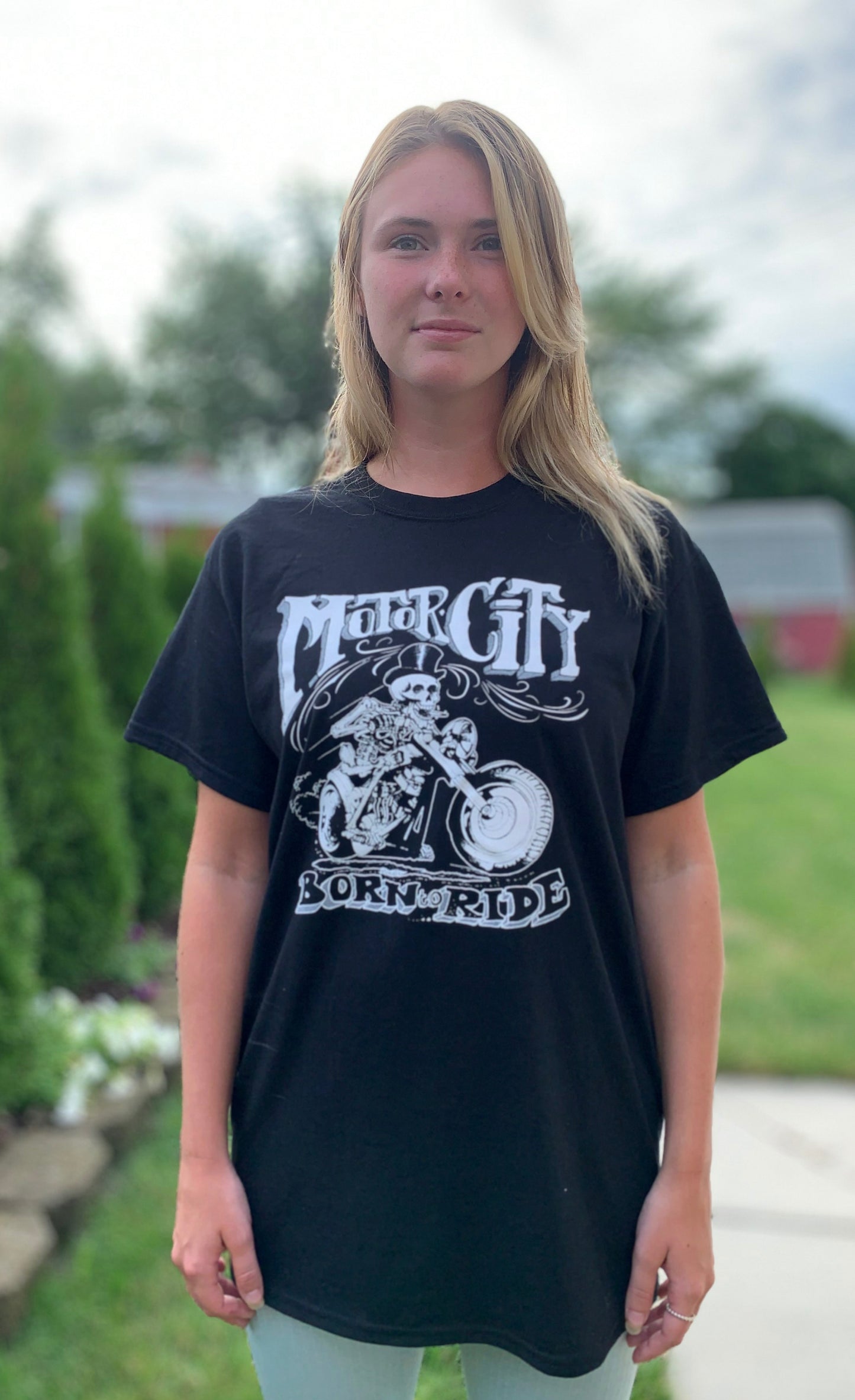 MOTOR CITY SKULL BIKER T-SHIRT