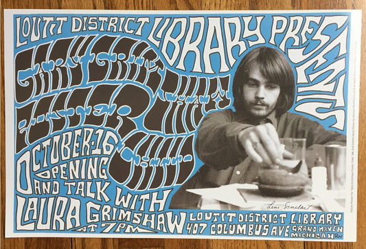 Tribute Poster for "Gary Grimshaw Poster Child" talk and Exhibit Hand Drawn 2018