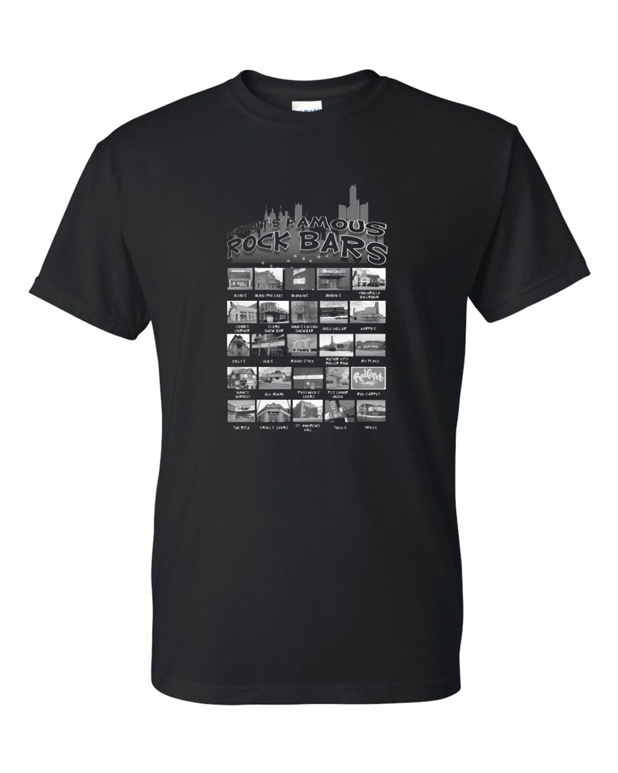 Detroit’s Famous Rock Bars Double-Sided T-Shirt