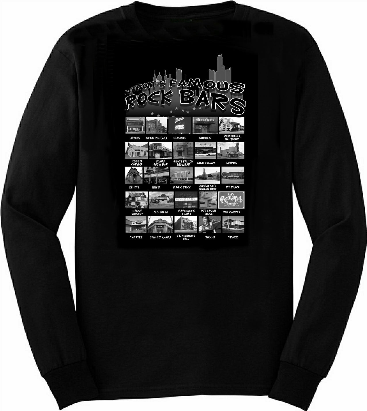detroit's famous rock bars t shirt